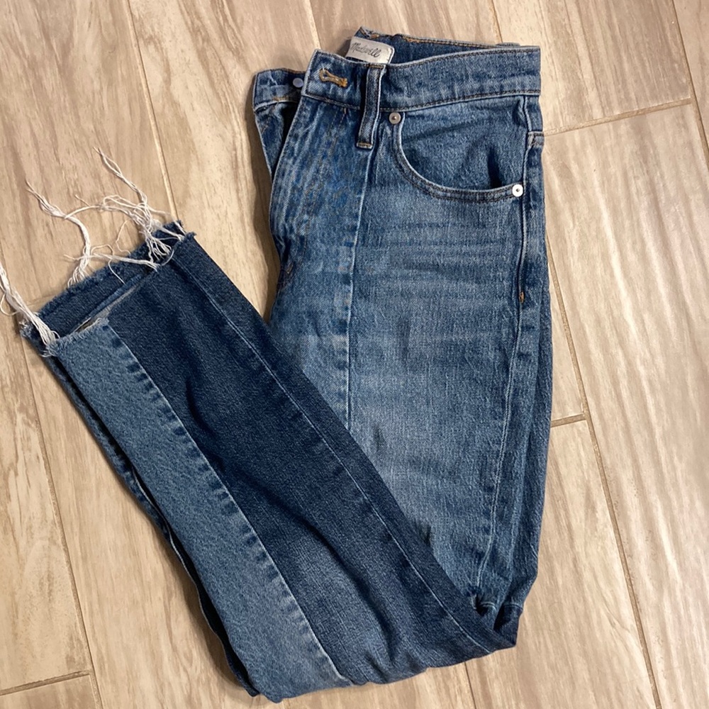 Madewell High Rise Slim Boyjean Straight Leg Jean Patchwork Size 27